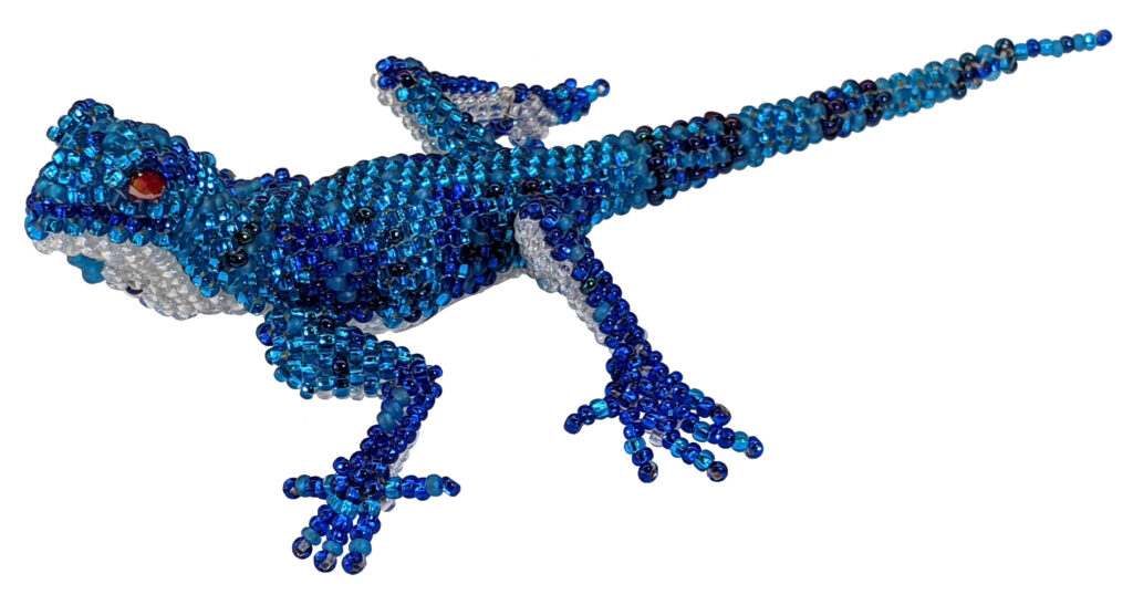 Gecko Beaded Pin - Blues