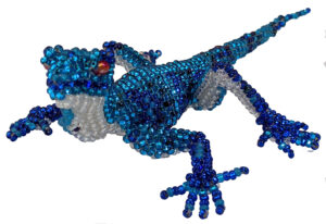 Gecko Beaded Pin - Blues