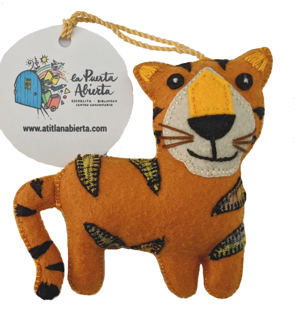 Tiger Ornament - Felt and Repurposed Traditional Fabric