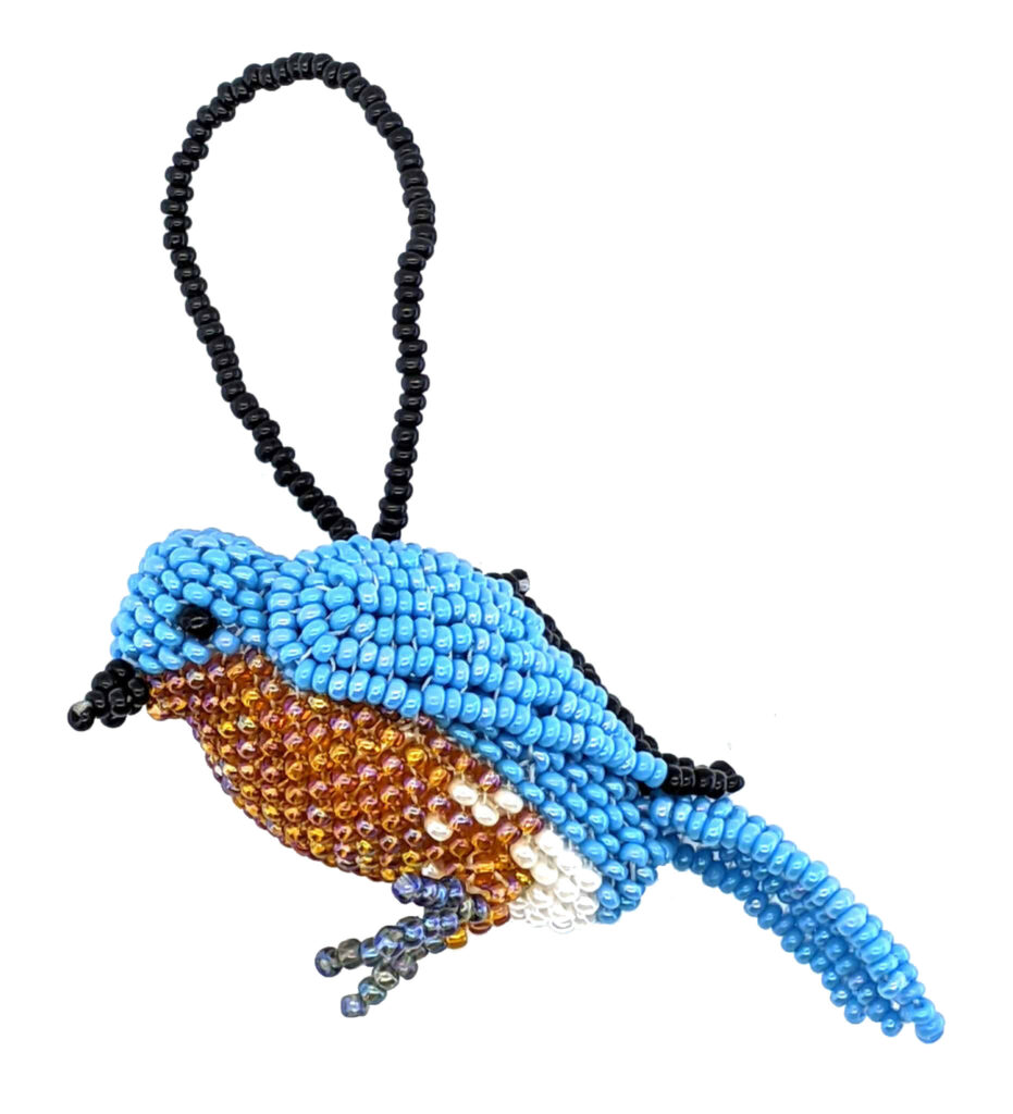 Eastern Bluebird Beaded Bird Ornament