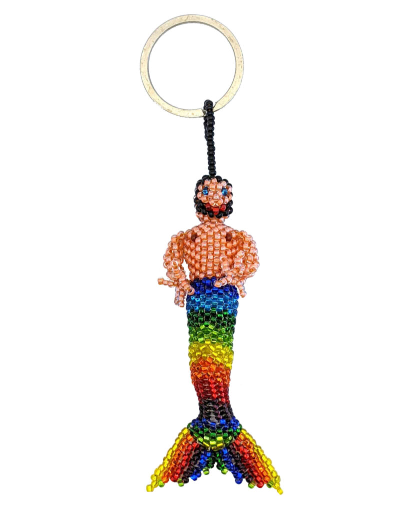 Merman Beaded Ornament/Key Ring - Rainbow