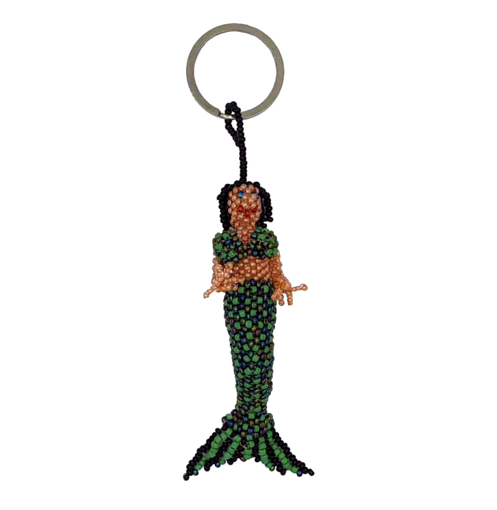 Mermaid Beaded Ornament/Key Ring, Various Colors, with Black Hair