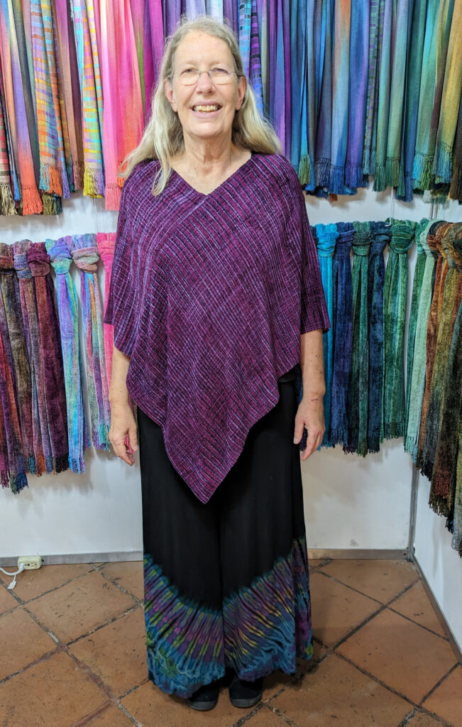 Bamboo Chenille and Lightweight Bamboo Poncho, "Mixto," One Size, No Fringes