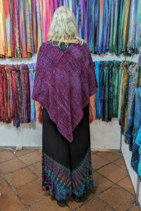 Bamboo Chenille and Lightweight Bamboo Poncho, "Mixto," One Size, No Fringes